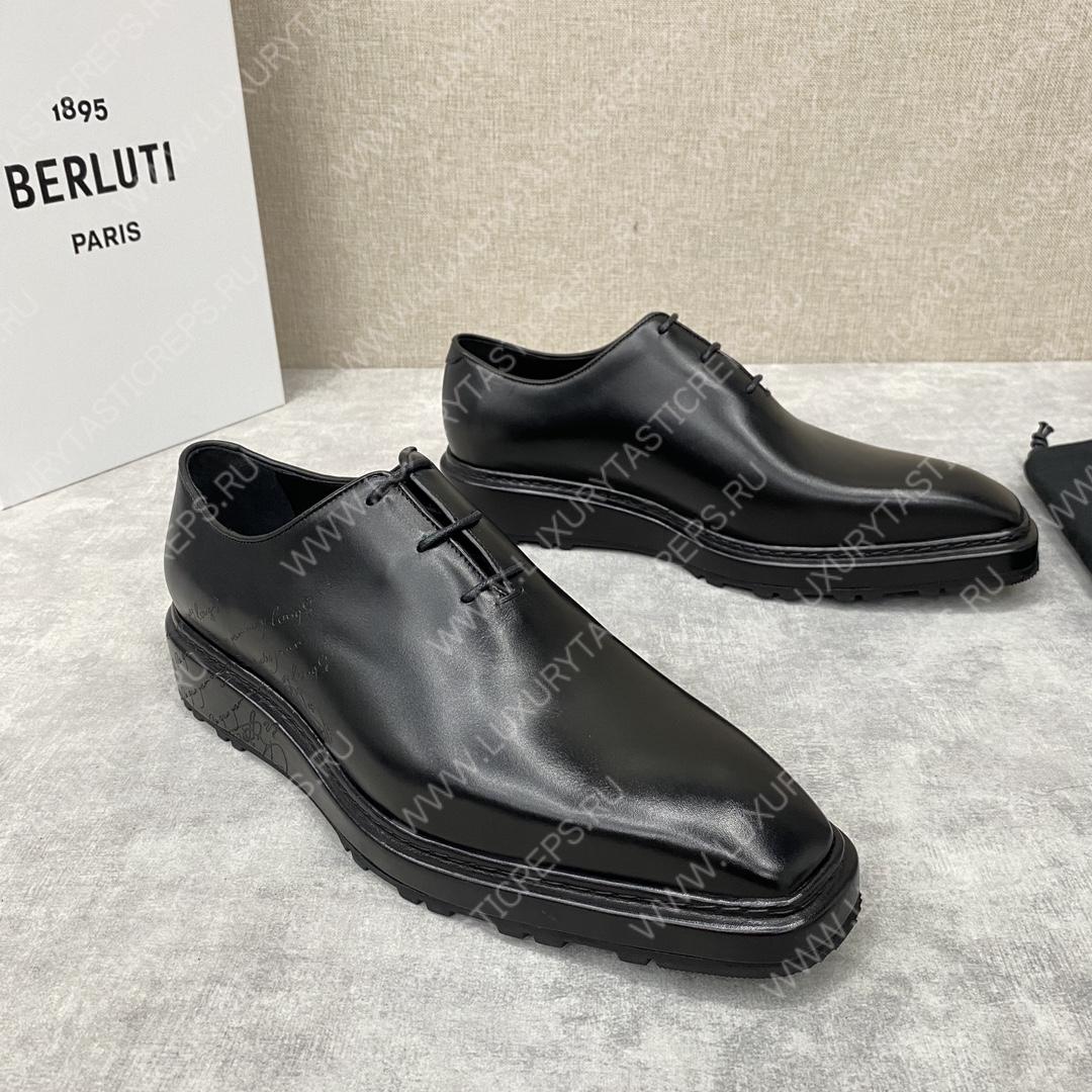 BERLUTI ALESSANDRO ALTO LEATHER OXFORD LIGHT BLACK S5843-V1
