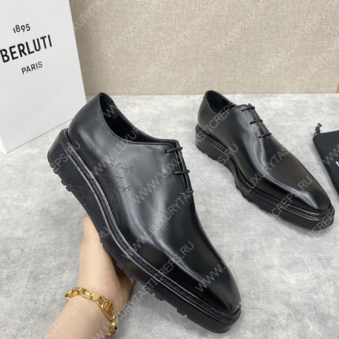 BERLUTI ALESSANDRO ALTO LEATHER OXFORD LIGHT BLACK S5843-V1