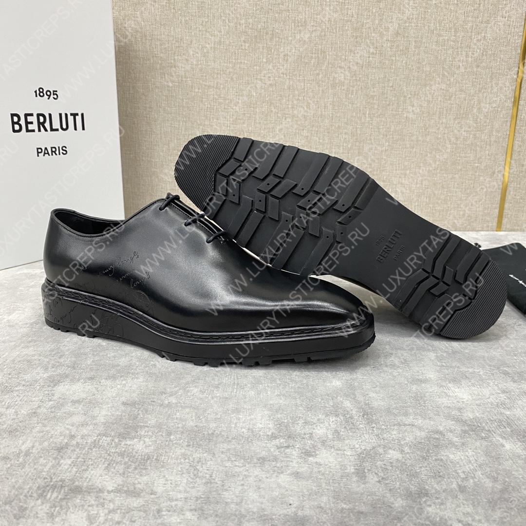 BERLUTI ALESSANDRO ALTO LEATHER OXFORD LIGHT BLACK S5843-V1