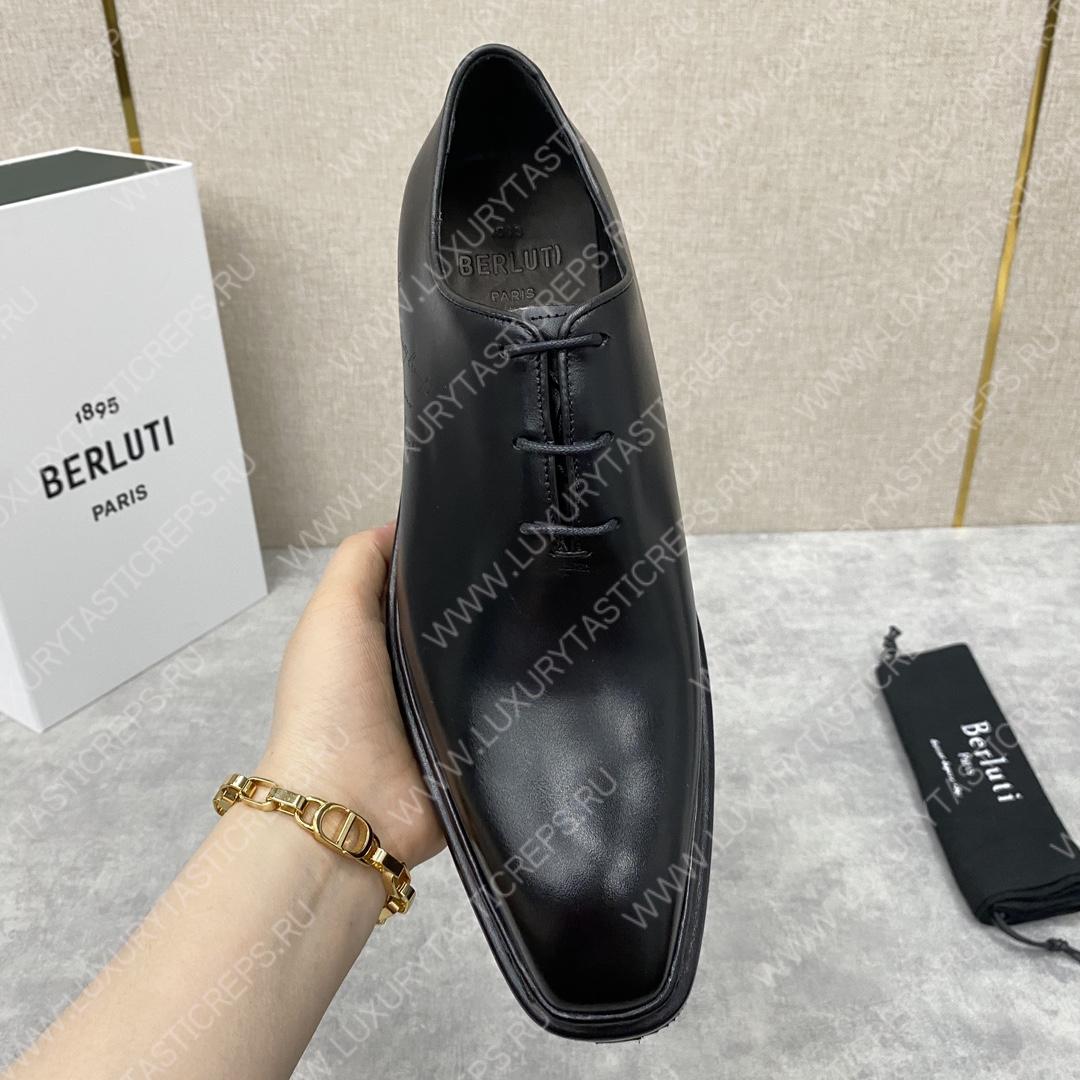 BERLUTI ALESSANDRO ALTO LEATHER OXFORD LIGHT BLACK S5843-V1