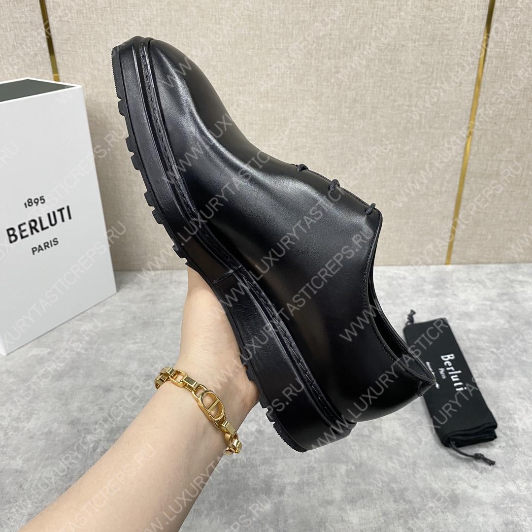 BERLUTI ALESSANDRO ALTO LEATHER OXFORD LIGHT BLACK S5843-V1