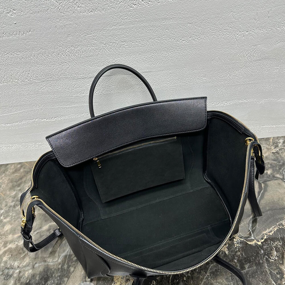 Ce1i*e MEDIUM SMILING NEW LUGGAGE IN S*pPLE SHINY LAMBSKIN(HIGH-END GRADE)
